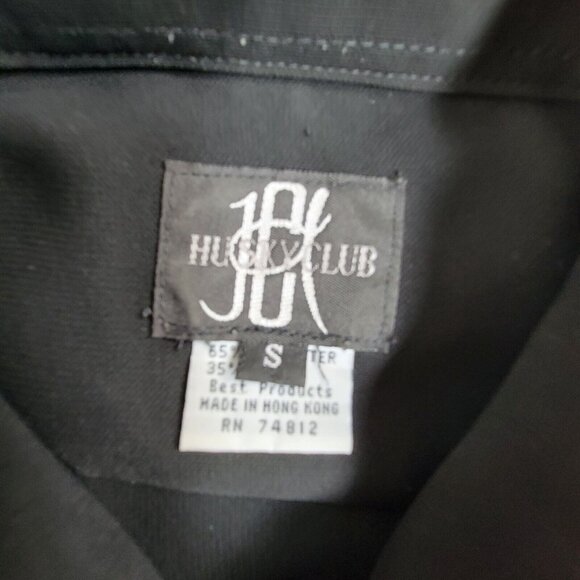 Vintage Husky Club Men Small Black White Embroidered Button Up Shirt Long Sleeve - Picture 3 of 9